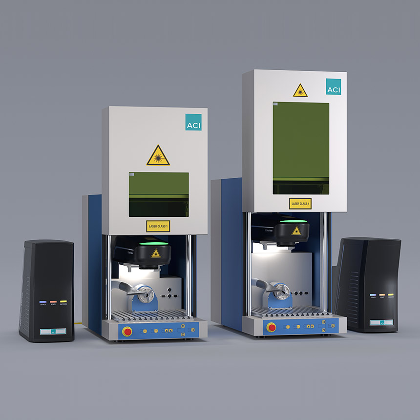 Laserstation Workstation Classic und XL mit Faserlaser der Business Fiber Serie und Rotationsachse