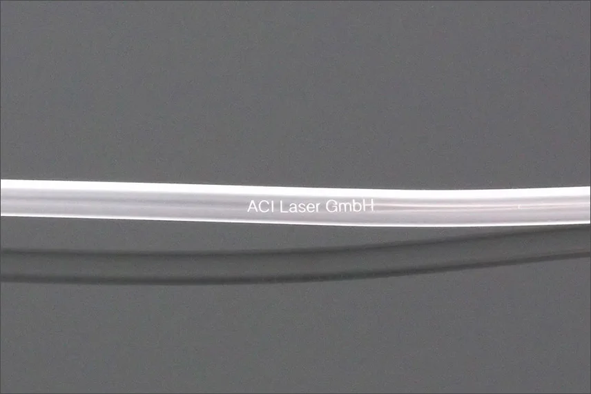 Laser marking on a silicone tube