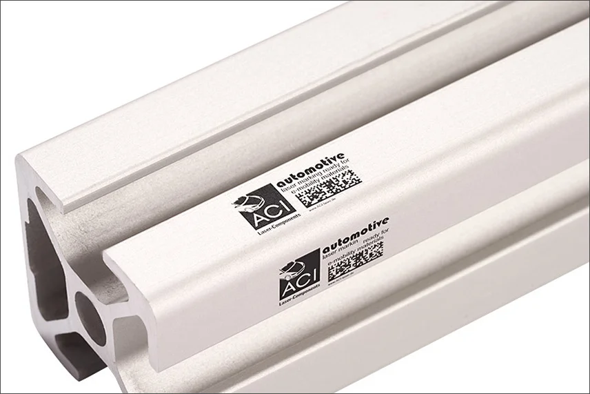 Laser marking on extruded aluminum profile