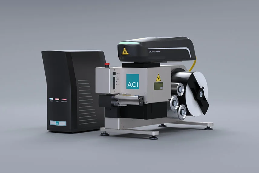Laserstation Foil Star ausgestattet mit einem Faserlaser DFL Ventus Marker der Serie Business Fiber