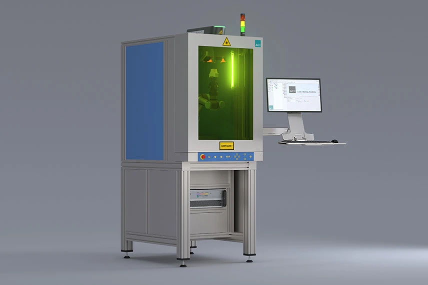 Laserstation Workstation Robotic mit Faserlaser DFL Ventus Marker Industrial Design