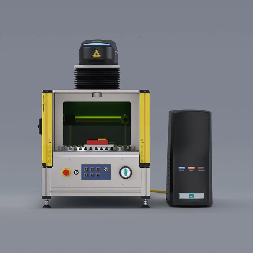 Front view of the RT400 laser station with fiber laser from the Business Fiber series