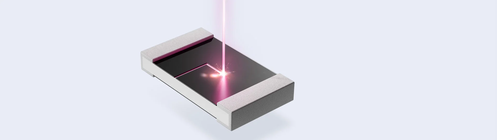 Coupe en L d'une résistance électrique par découpage laser