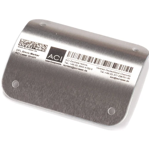Black marking of a nameplate made of unanodized aluminum by laser marking