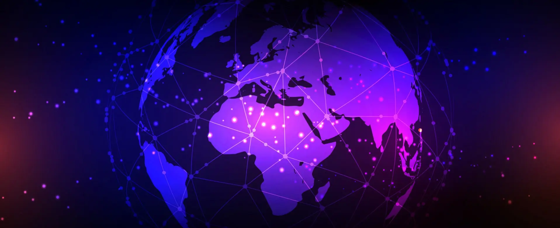 Globus mit Netzwerkpunkten, der das internationale Vertriebsnetzwerk von ACI Laser darstellt
