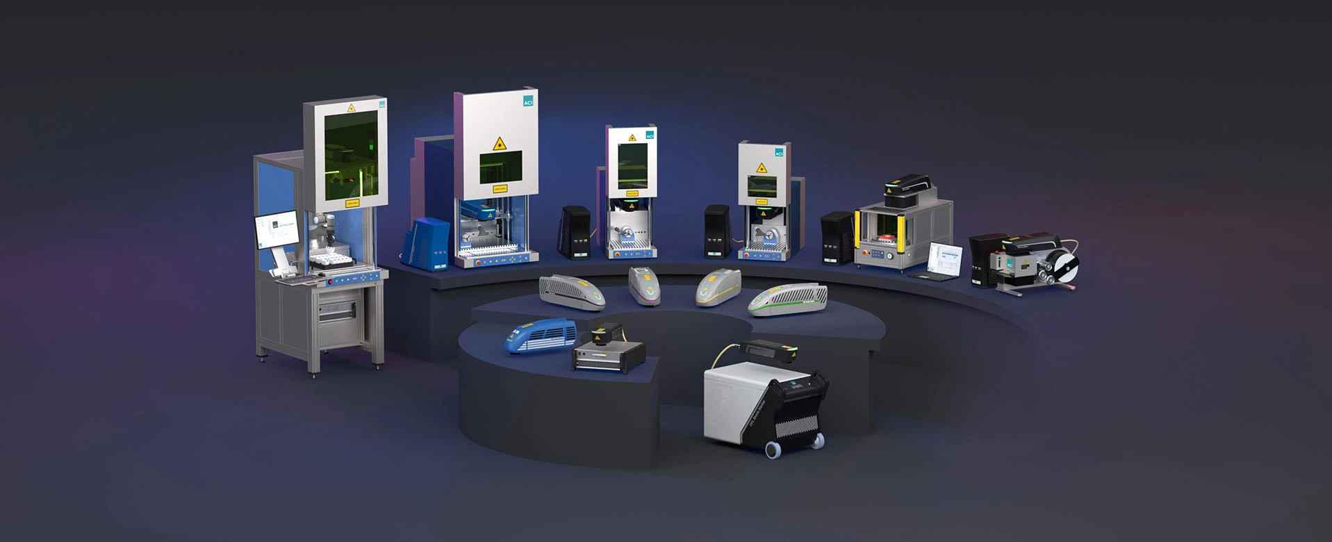 Gama de productos ACI Laser - estaciones láser y sistemas láser para grabado, marcado y recorte