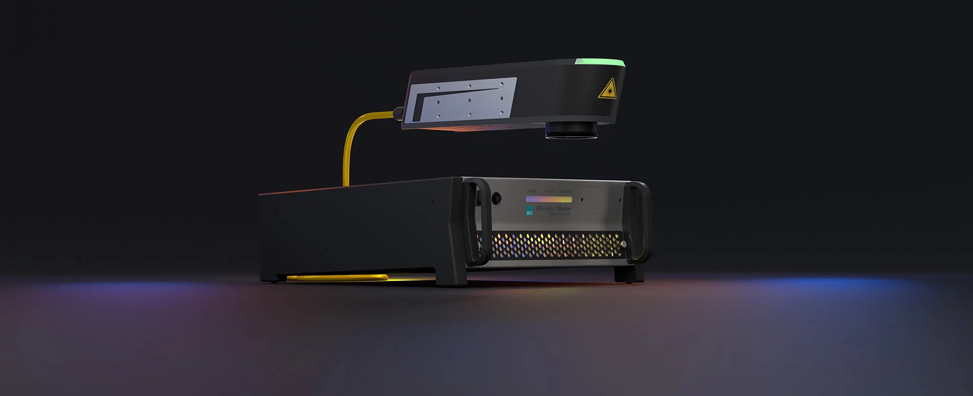 Faserlasersystem DFL Ventus Marker mit Laserkopf und 19-Zoll Einschubeinheit